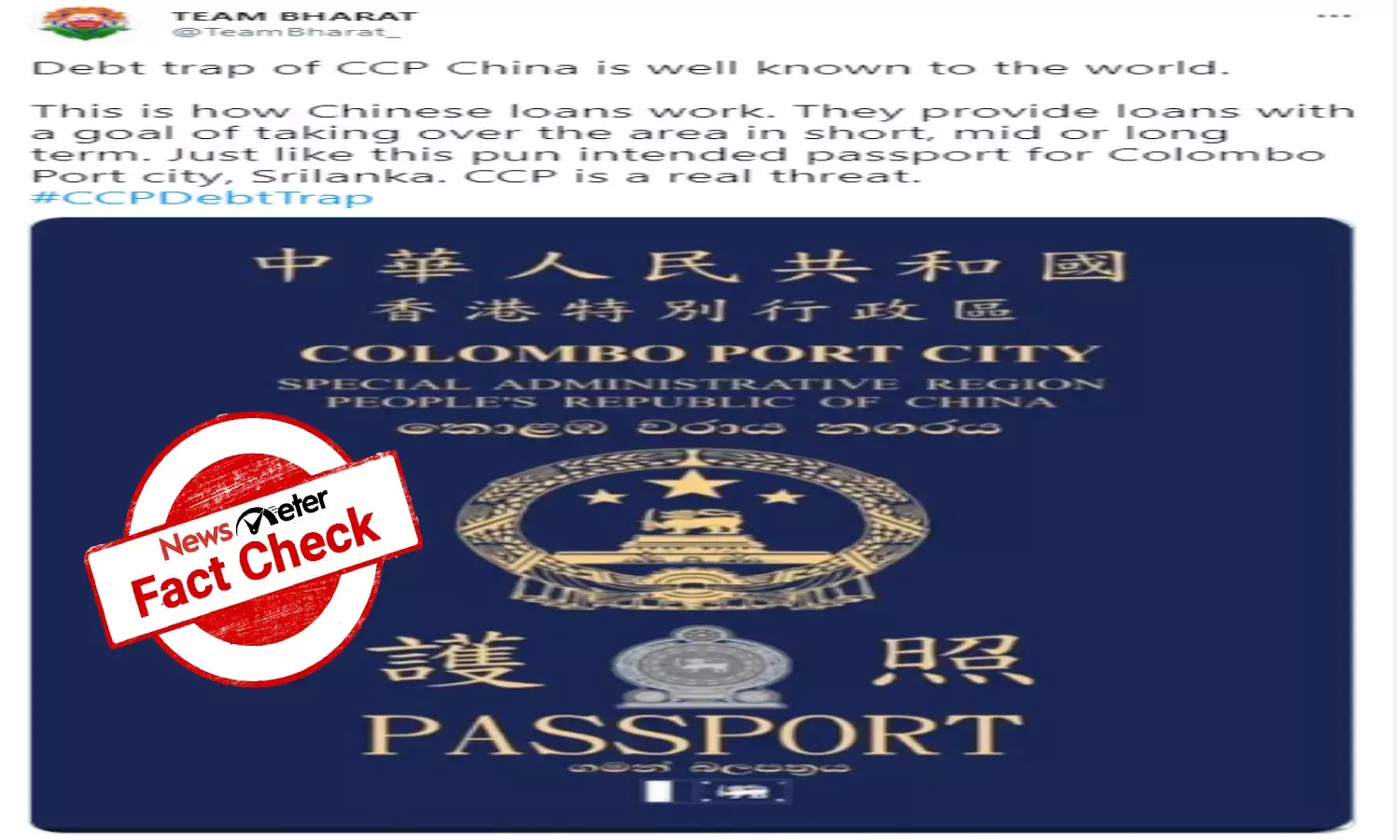 FACT CHECK:  China not issuing own passport in Sri Lankas port city