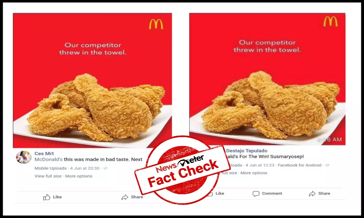 `Fried towel incident: McDonalds deny issuing any advert to mock rival