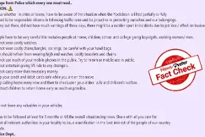 Fact Check: Viral WhatsApp forward with list of safety guidelines is not from police department Fact Check: Viral WhatsApp forward with list of safety guidelines is not from police department