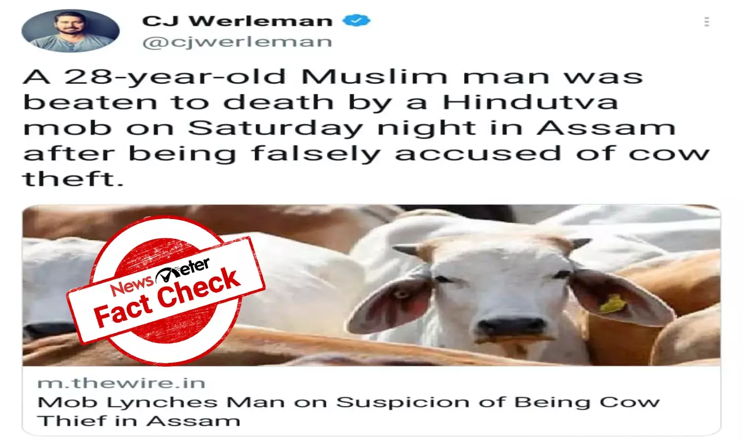 Fact Check: Victim beaten to death for allegedly stealing cows is Hindu, not Muslim