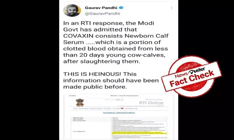 No, Calf Serum is not the ingredient of the final product of Covaxin