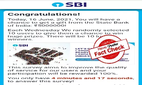 Fact Check: SBI not conducting survey or giving Rs. 5L as gift; viral link is fake