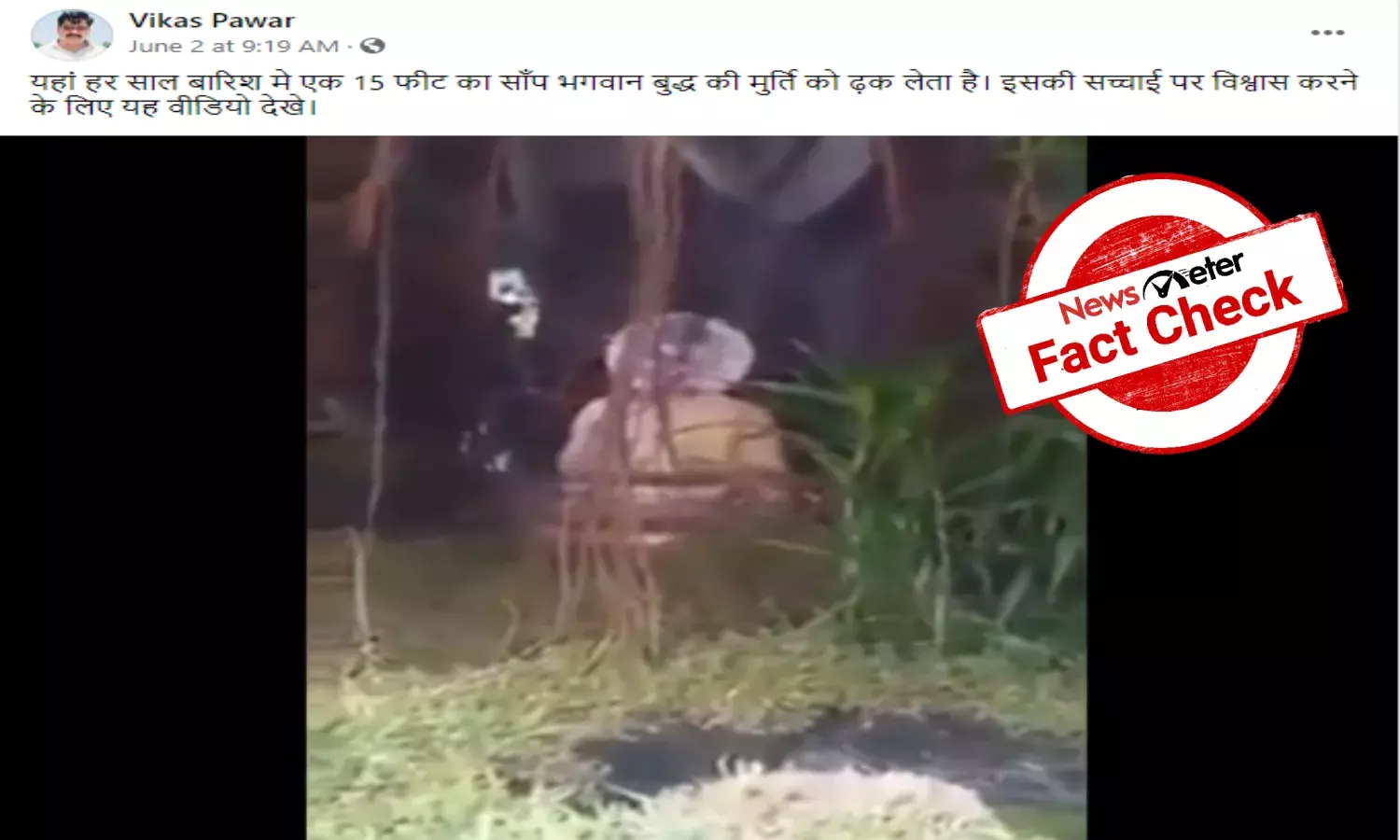 Fact Check: Robotic snake wrapped around Lord Buddha statue passed off as real