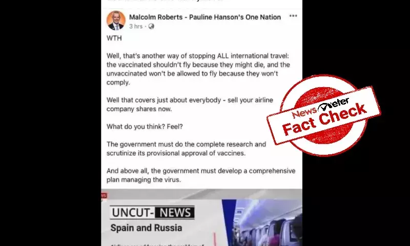 Fact Check: Claim about airlines banning vaccinated passengers for fear of blood clots is false