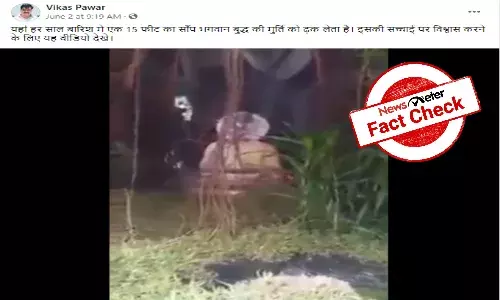 Fact Check: Robotic snake wrapped around Lord Buddha statue passed off as real