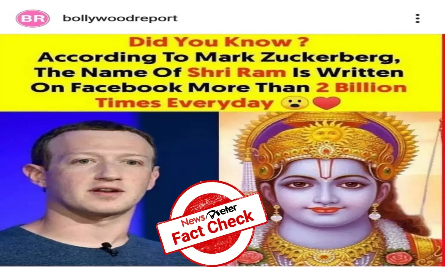 Mark Zuckerberg never said Shri Ram is written on Facebook 2 billion times