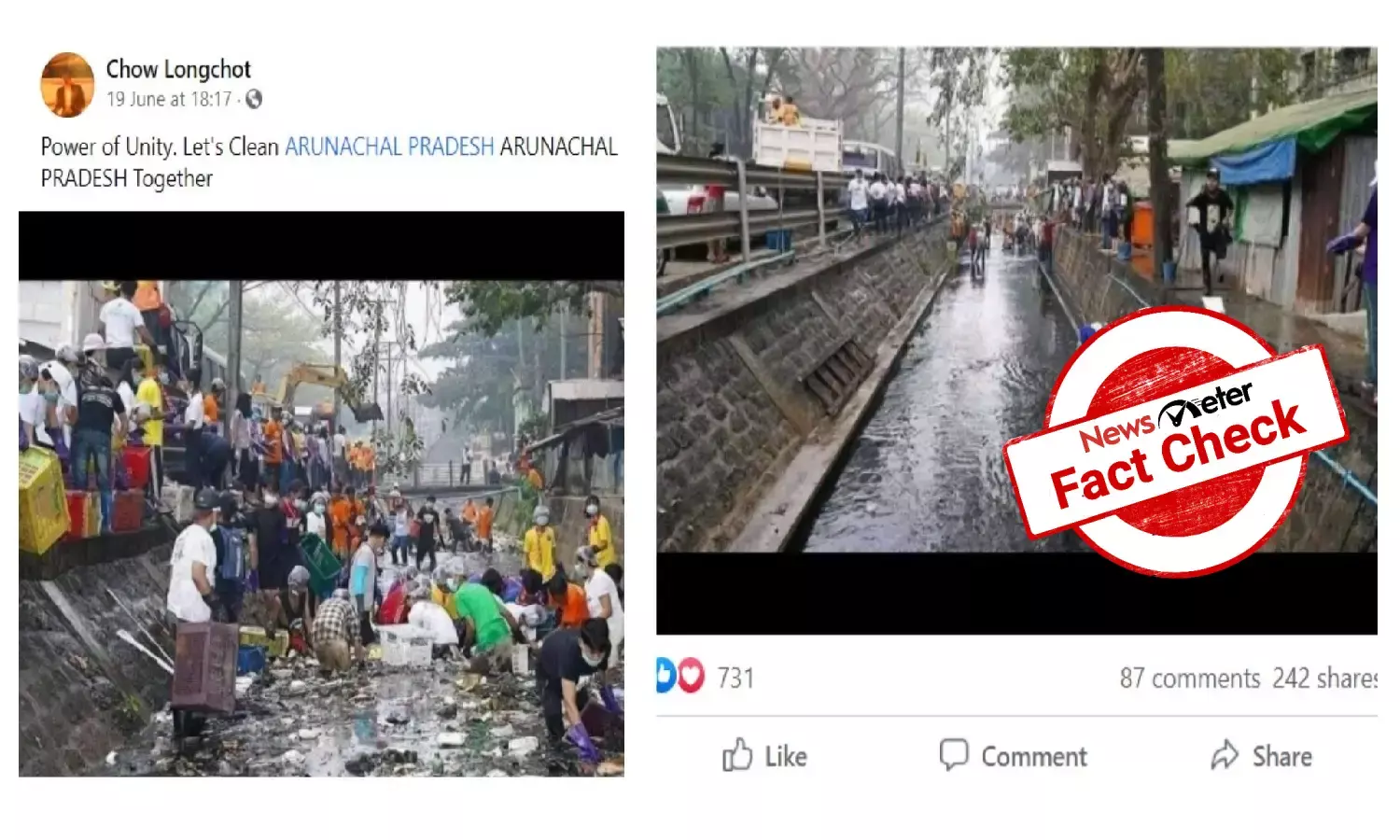 FACT CHECK: Pictures of people cleaning canal is from Myanmar, not Arunachal Pradesh
