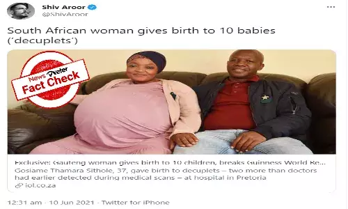 Did South African woman give birth to 10 babies?