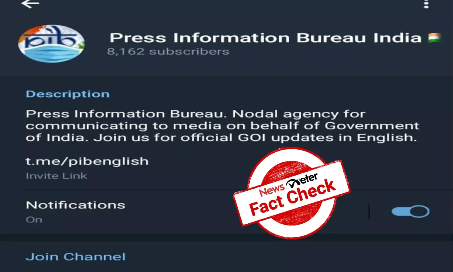 fact check: PIB is not on Telegram, channel is fake