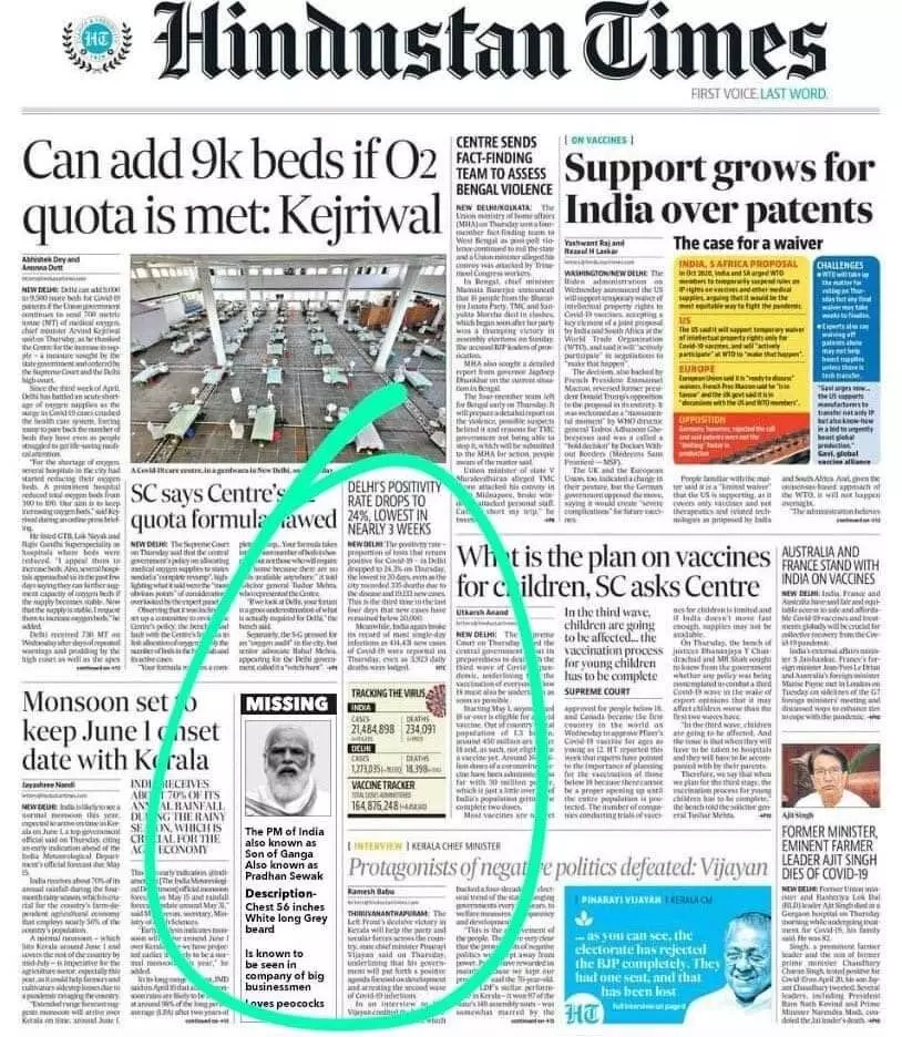 Fact Check Did Hindustan Times Report That Pm Modi Is Missing