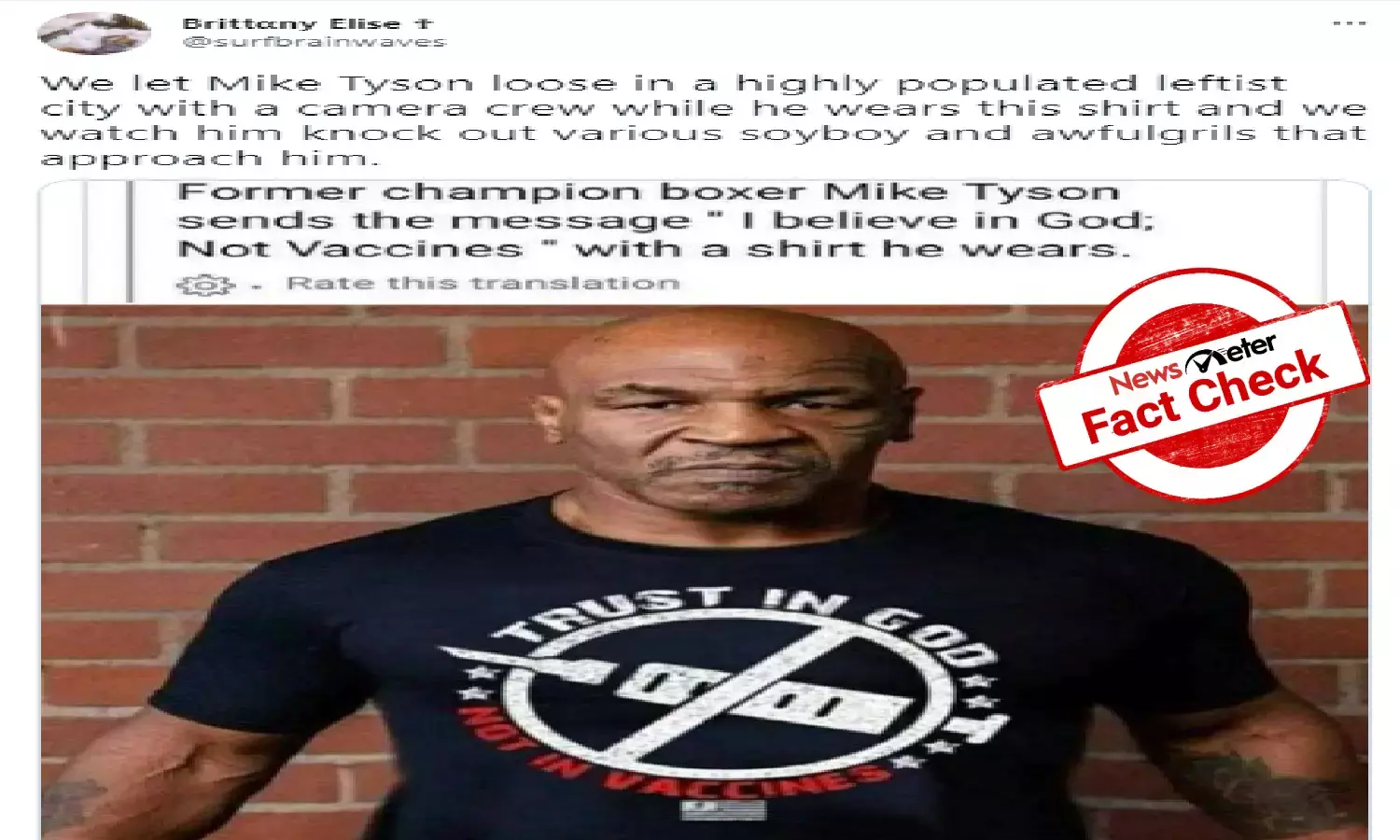 FACT CHECK:  Did Mike Tyson wear an anti-vaccine T-shirt?