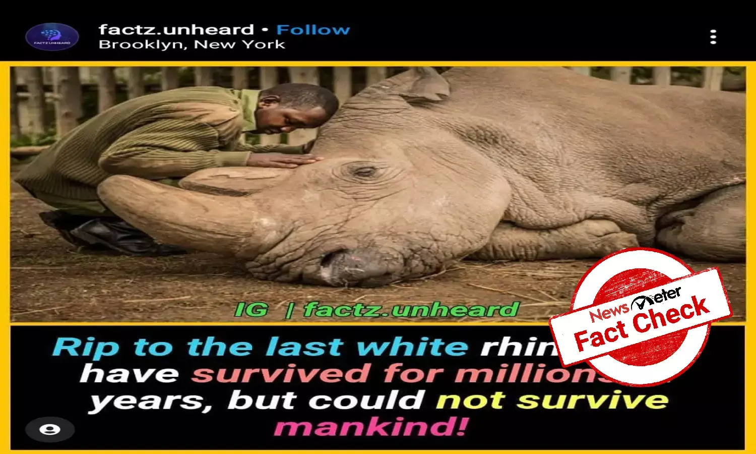 Fact check:  Has last surviving white rhino on earth passed away?