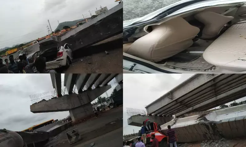 Video: Portion of under-construction flyover collapses in Vizag killing two