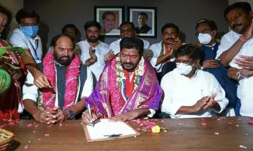 Modi is `corona, KCR is `Ravana: MP Revanth Reddy after taking charge as TPCC prez