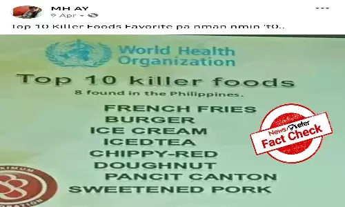 Fact Check: There is no WHO list with Top Ten killer foods