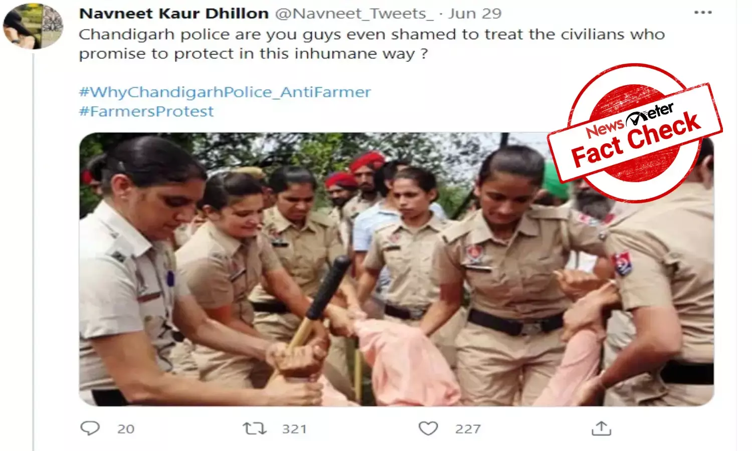 Viral image of police dragging woman is not linked to farmers protest
