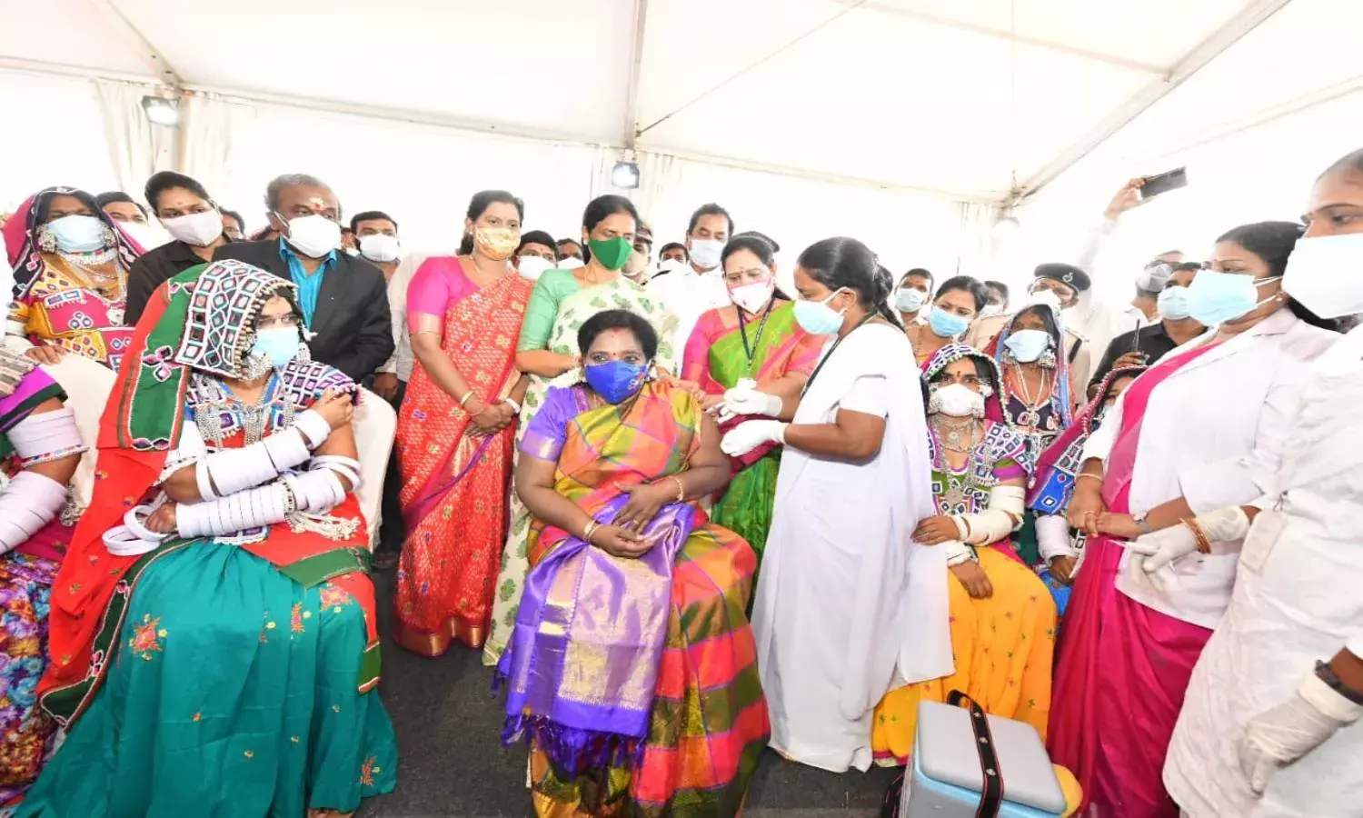 TS Guv takes COVID-19 vaccine in tribal village to raise awareness
