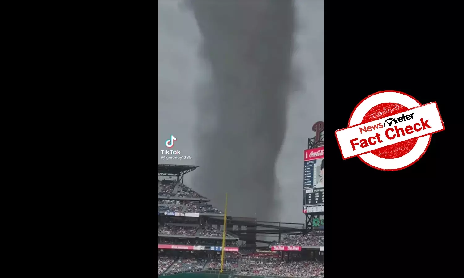 Did tornado rumble outside Philadelphia Citizens Bank Park when baseball game was on?
