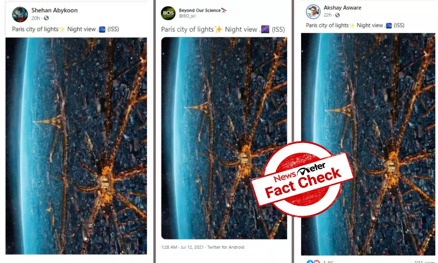 Is this really the night view of Paris from ISS?