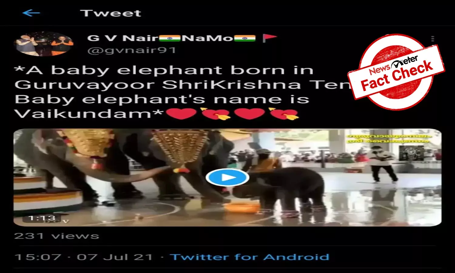 Fact Check: Baby elephant in viral video was born in Karnataka not Kerala