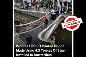 First 3-D printed steel bridge has been unveiled in Amsterdam First 3-D printed steel bridge has been unveiled in Amsterdam
