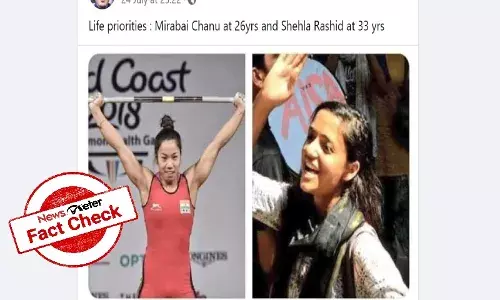 Fact Check: Photo of weightlifter Mirabai Chanu, ex-JNU student leader Shehla Rashid shared with misleading claims