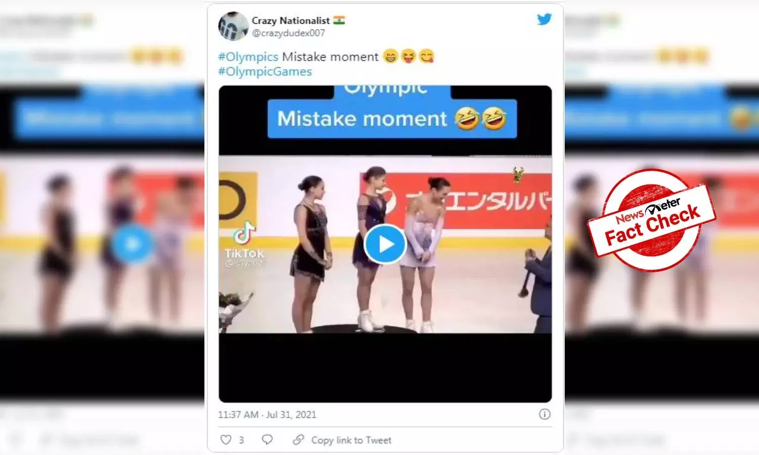 Fact Check: Video of medal mix-up at 2019 figure skating competition in France shared as 2020 Olympics