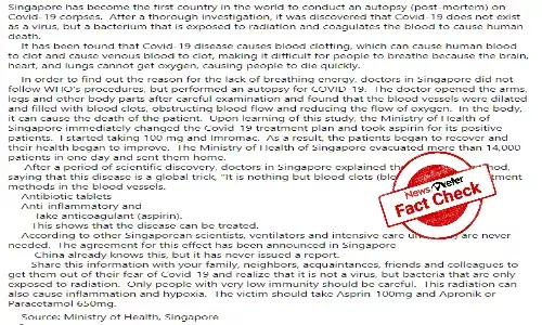 Fact Check: Did Singapore government conduct autopsy on bodies of COVID victims?