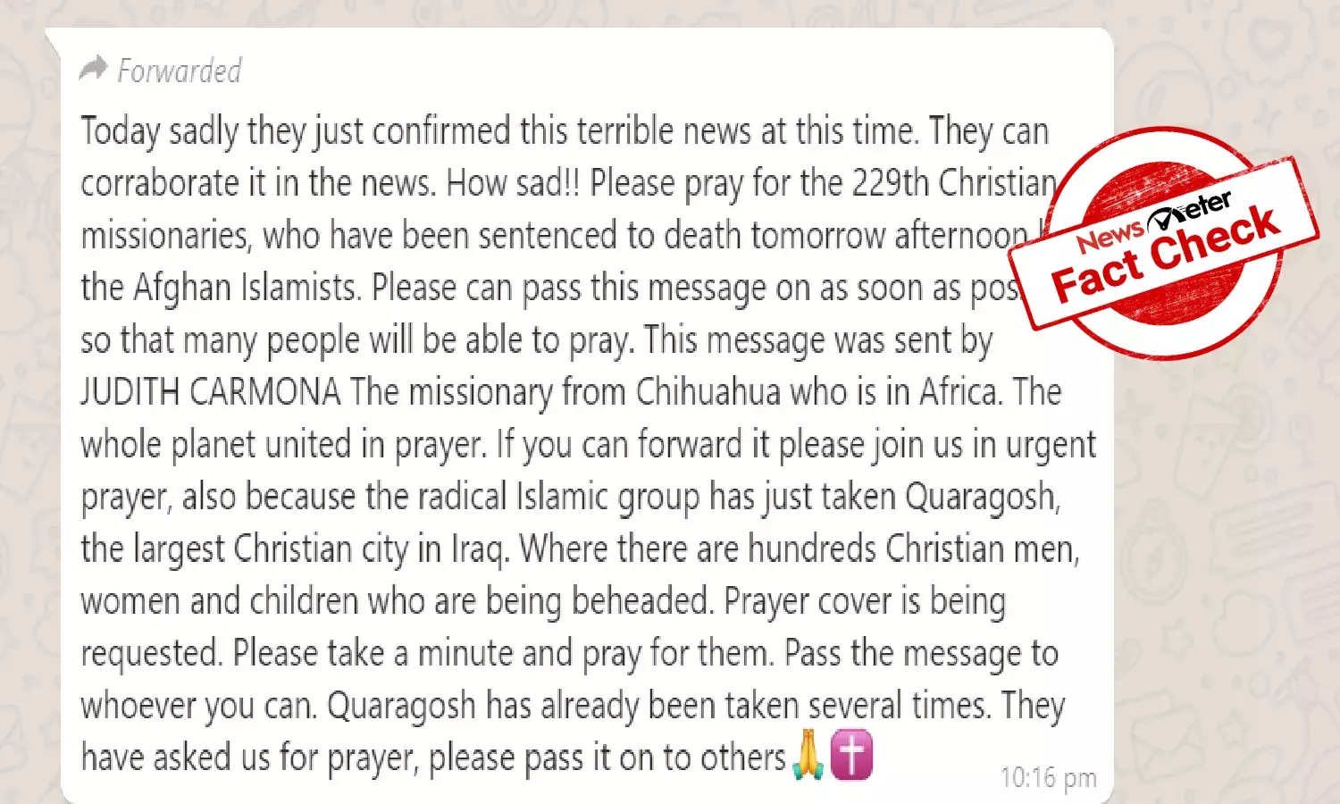 FACT CHECK: Will Christian missionaries be sent to gallows in Afghanistan?