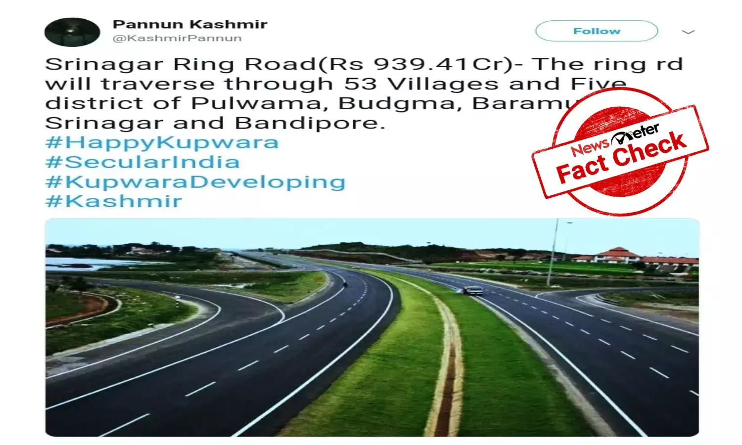 Fact Check: Picture of expressway is from Karnataka, not Kashmir