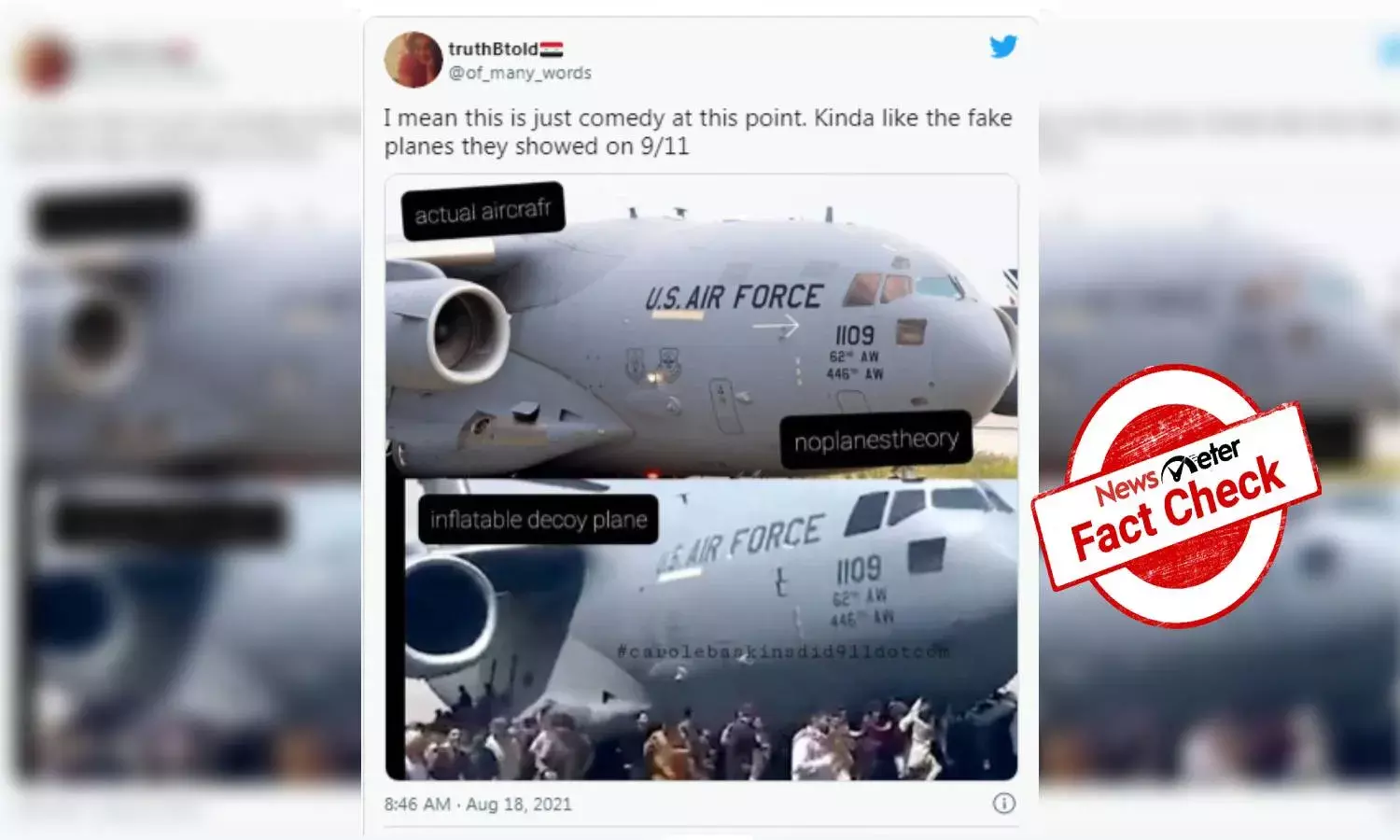 Fact Check: Was US Air Force plane evacuating Afghans from Kabul an inflatable decoy plane?