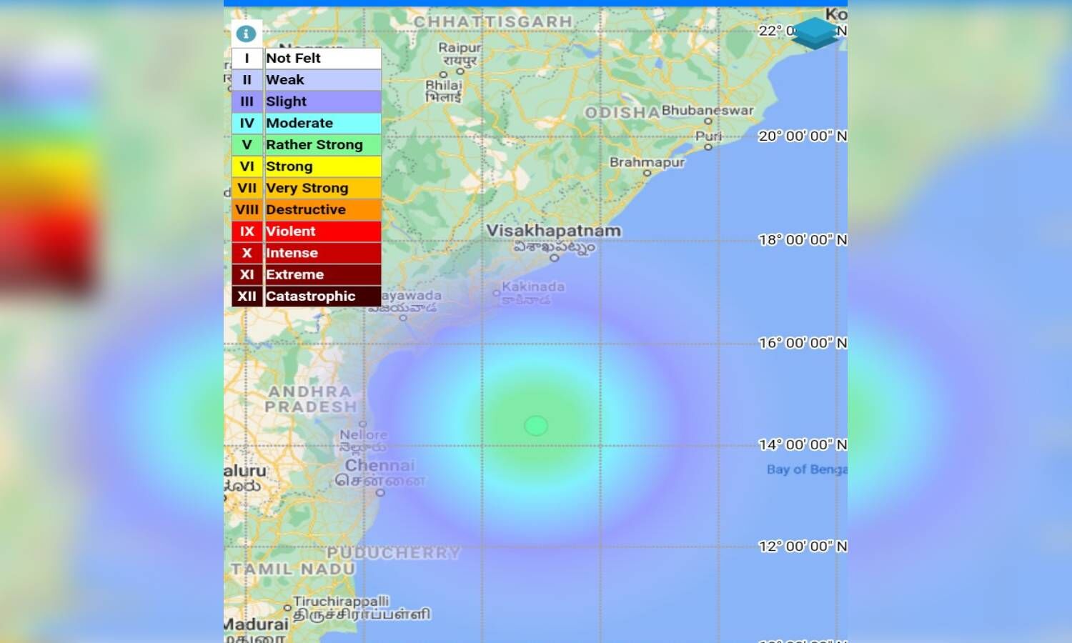 Magnitude 5.1 earthquake hits Bay of Bengal, tremors felt in Andhra Pradesh