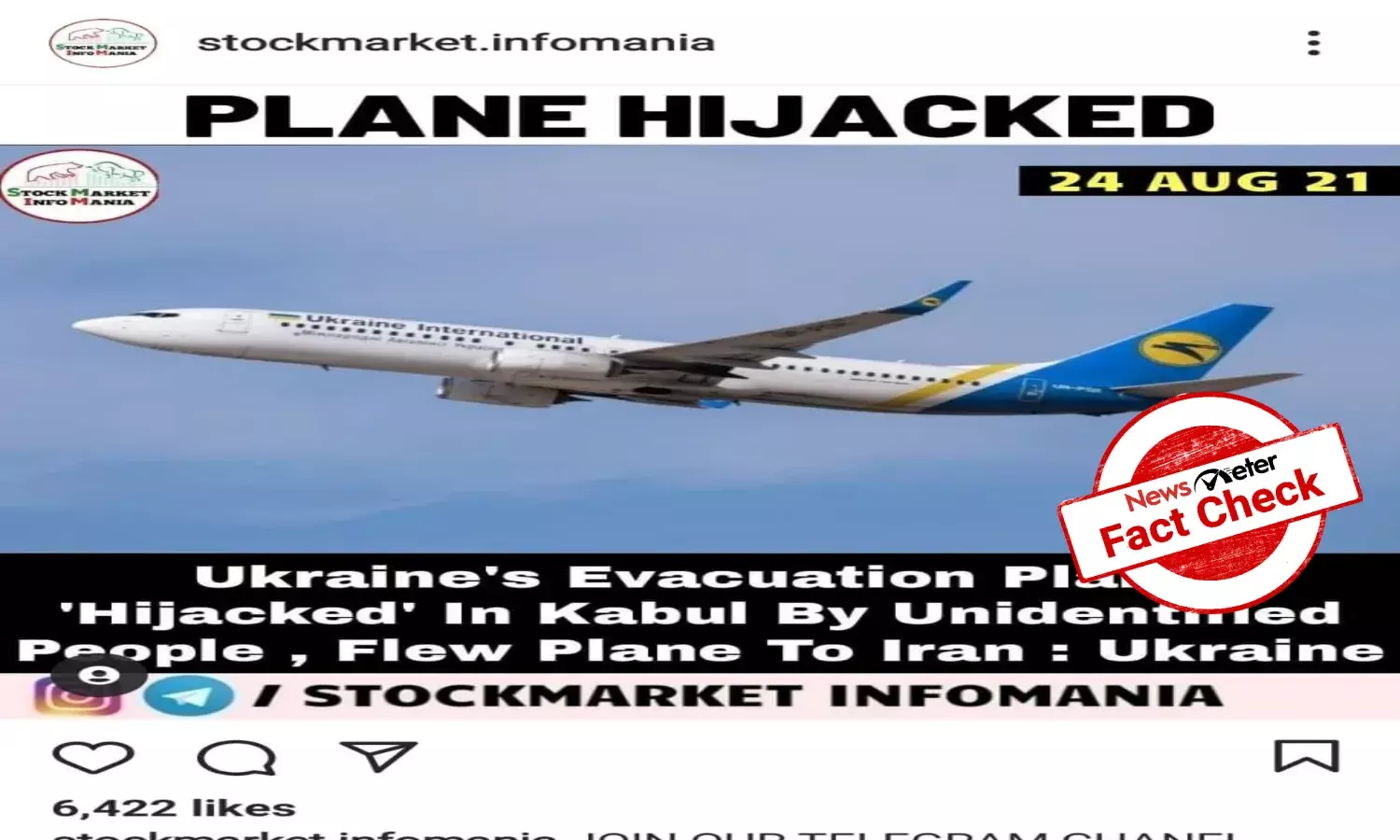 Fact check: Ukrainian plane has not been hijacked, viral reports are false