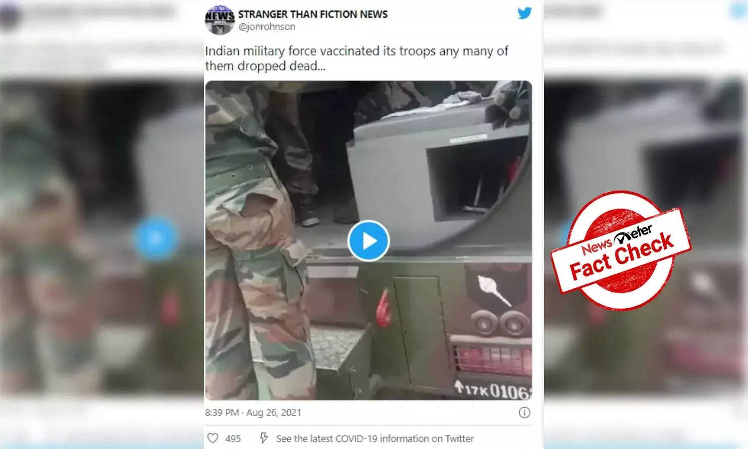 Fact Check: Video of Indian soldiers dying, fainting after vaccination is false