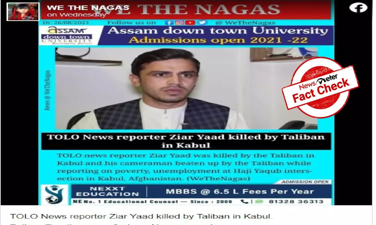 Fact Check: Did Taliban kill Tolo news journalist in Afghanistan?