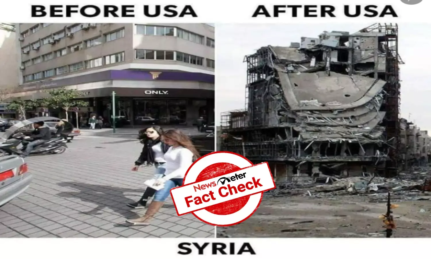 FACT CHECK: Two images of destroyed buildings shared with false claim