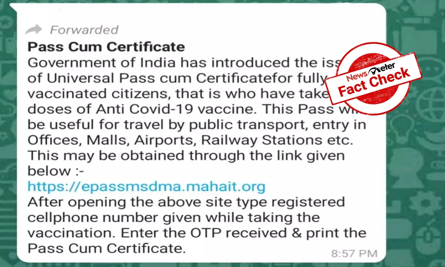 Is Centre issuing universal pass cum certificate for fully vaccinated citizens?