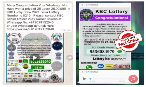 Fact Check: No, you did not win Rs. 25L in KBC lucky draw; message is hoax