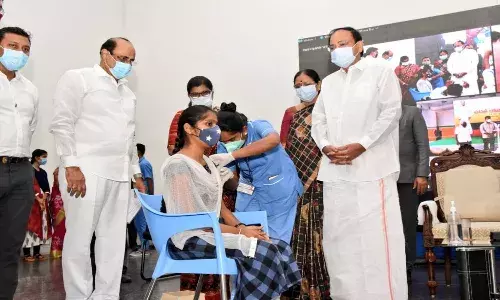 VP launches free vaccination program in Hyderabad, Vijayawada, Nellore