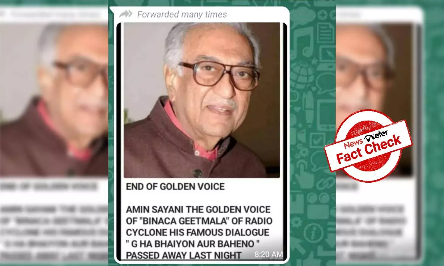Fact Check: Famous broadcaster Ameen Sayani is alive and kicking