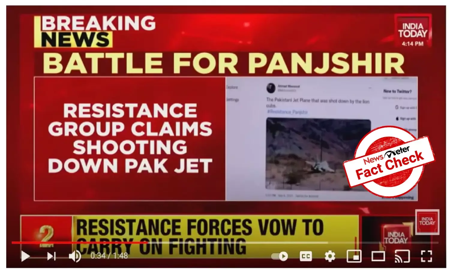 FACT CHECK: Indian media outlets use wrong image to show Pak jet shot down in Panjshir