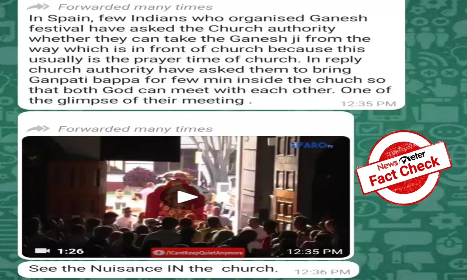 Video of Ganesh procession entering a church dates back to 2017