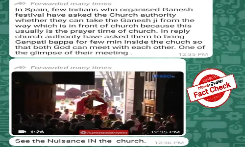 Video of Ganesh procession entering a church dates back to 2017