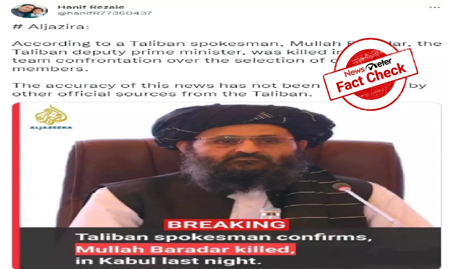 Fact Check: Is Taliban acting deputy Prime Minister dead?