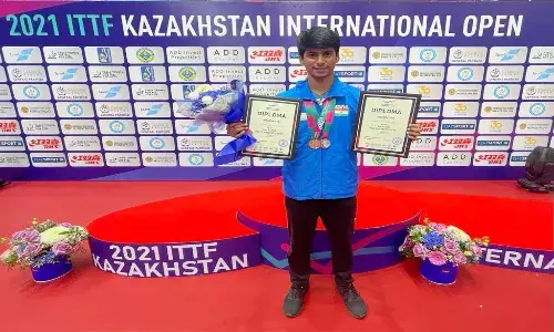 Kazakhstan International Open: Hyd-based Table Tennis star Fidel Snehit wins silver, bronze