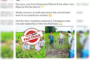 Image of healthcare workers vaccinating farmers is from AP, not Telangana Image of healthcare workers vaccinating farmers is from AP, not Telangana