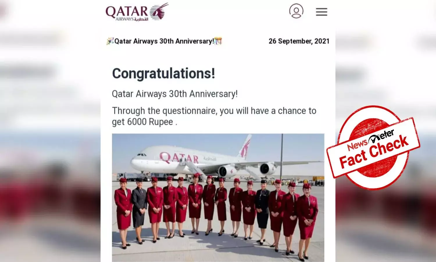 Fact Check: Do not fall for fake Qatar Airways anniversary message promising Rs. 6K