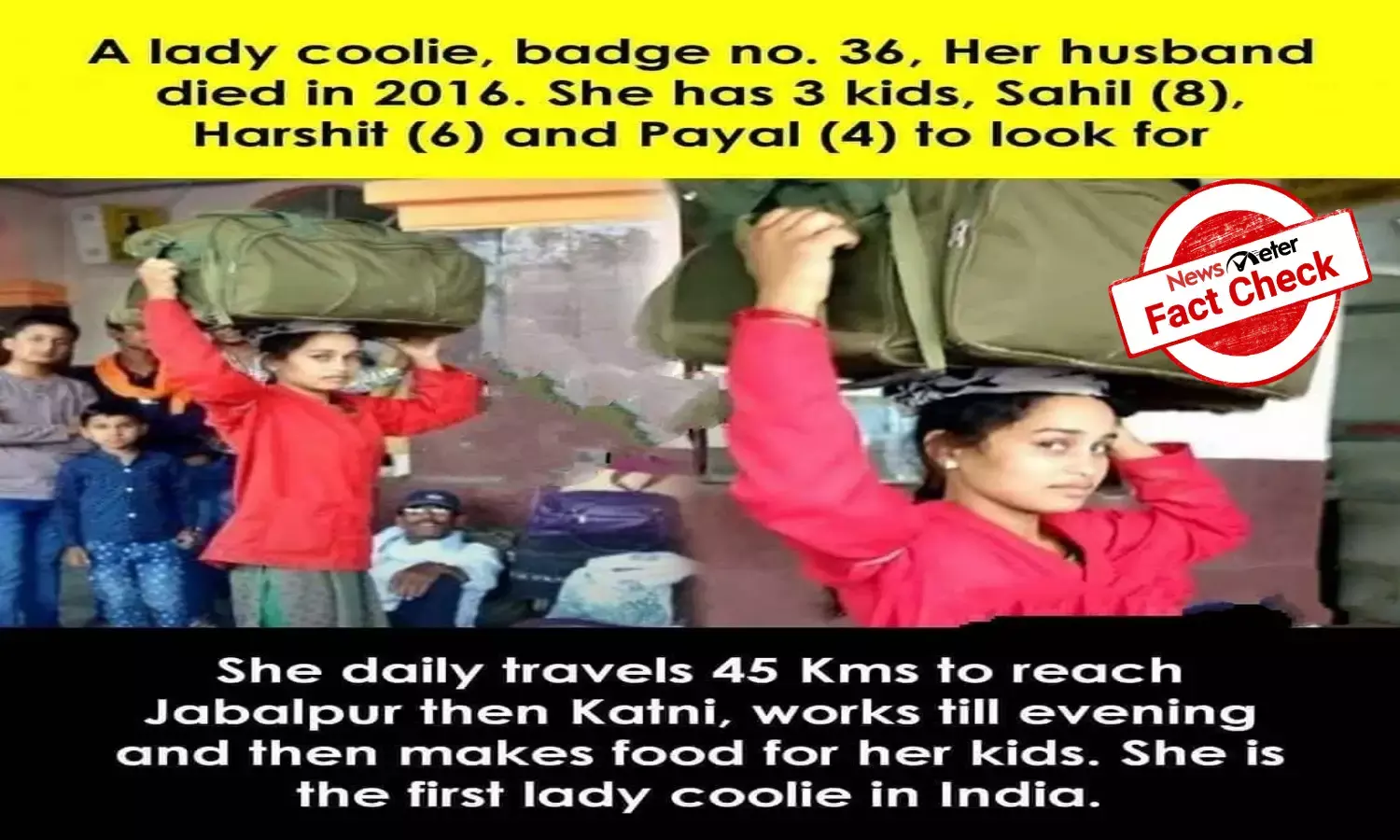 Fact Check: Is the woman in viral post Sandhya Marawi, Indias first female coolie?