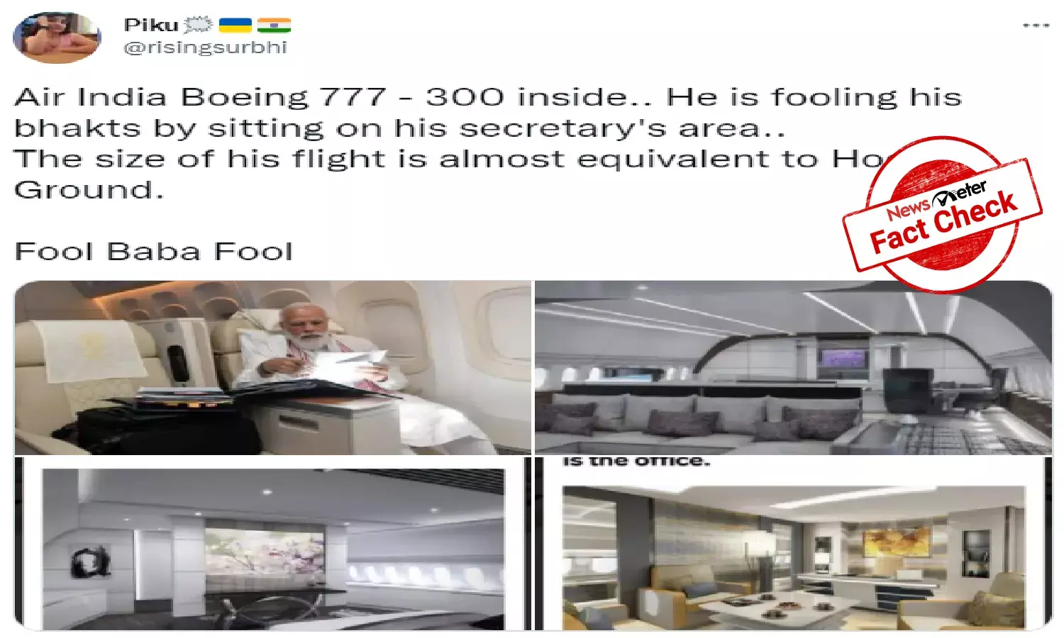 Fact Check: Viral images do not show interior of Modis aircraft Air India One
