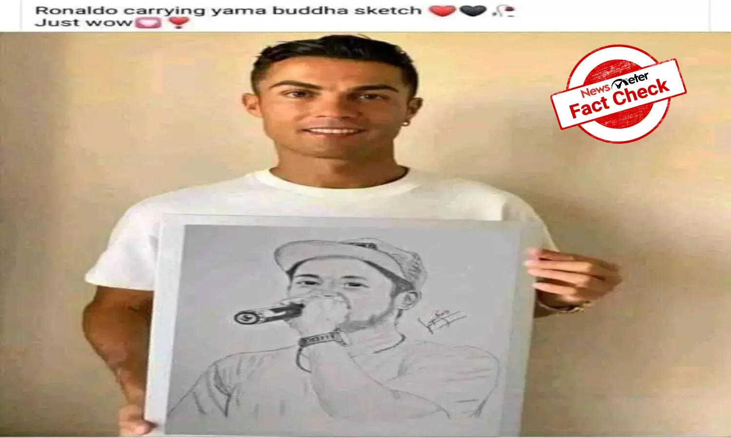 Fact Check: Morphed image of Cristiano Ronaldo holding Nepali rapper Yama Gautams sketch goes viral